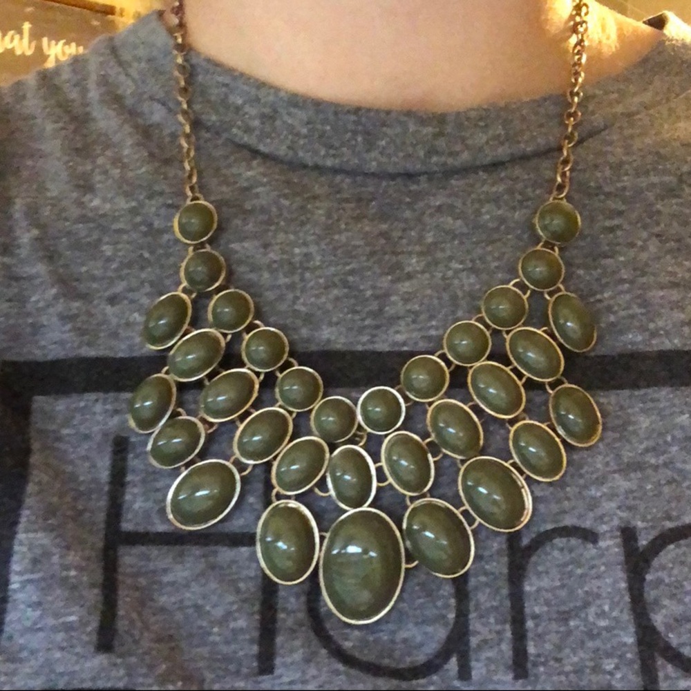 Army green statement necklace